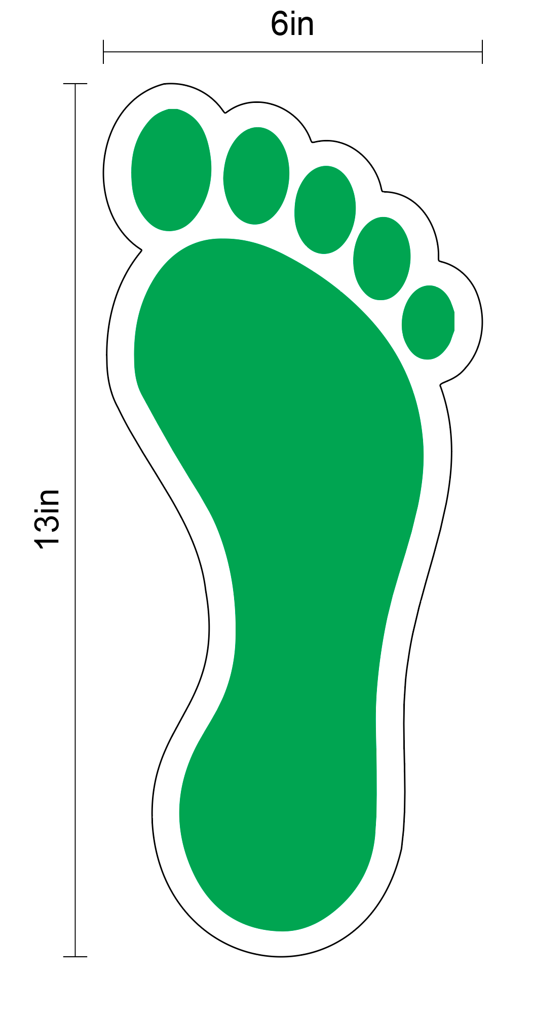 5S Bare Footprints- Durable Matte Laminated Vinyl Floor Markers- Various Sizes Available