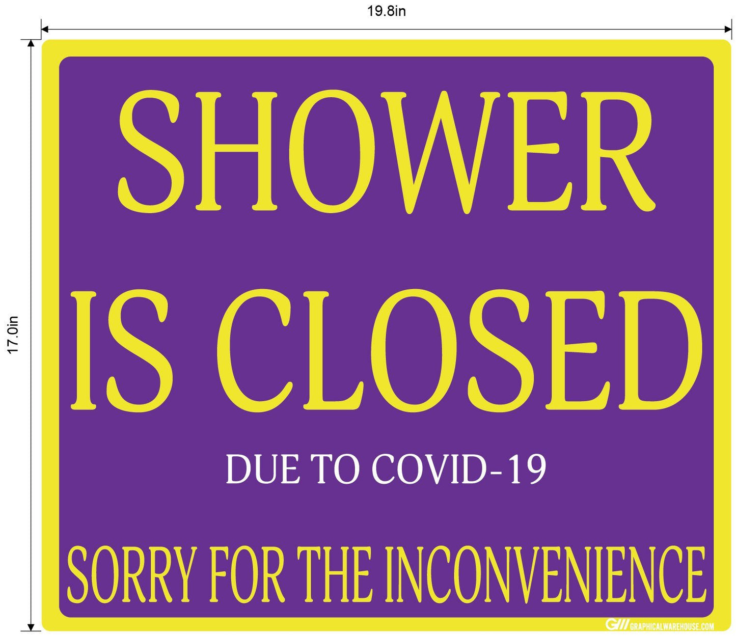"Shower Is Closed Due To COVID-19" Adhesive Durable Vinyl Decal- Various Sizes/Colors Available