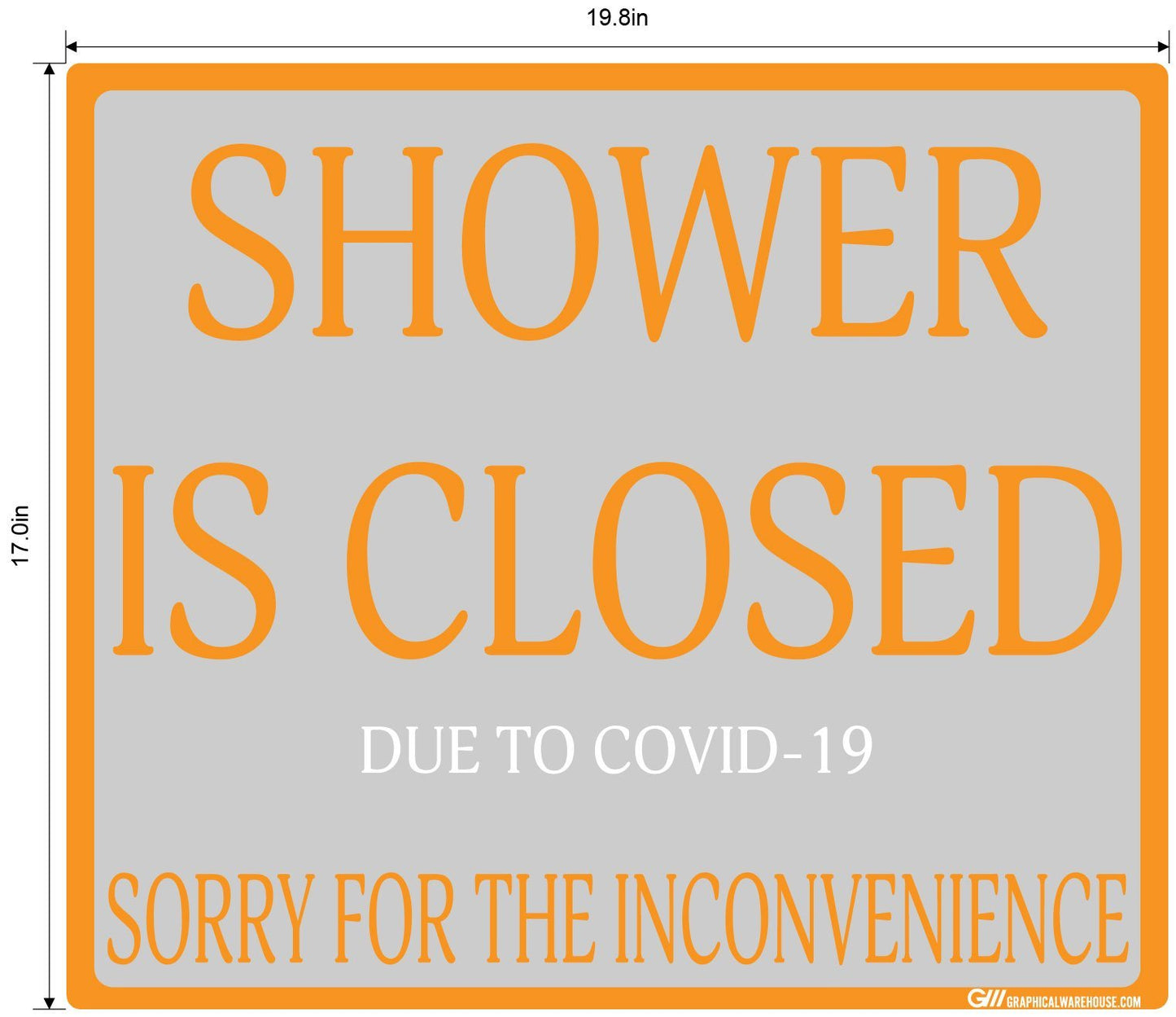 "Shower Is Closed Due To COVID-19" Adhesive Durable Vinyl Decal- Various Sizes/Colors Available