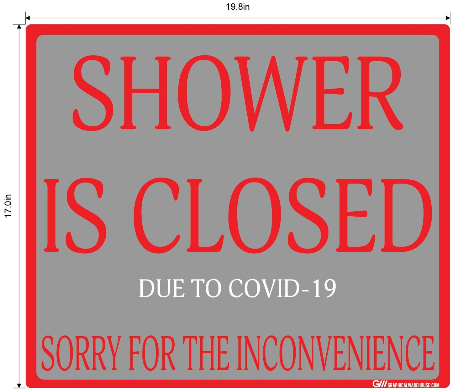 "Shower Is Closed Due To COVID-19" Adhesive Durable Vinyl Decal- Various Sizes/Colors Available