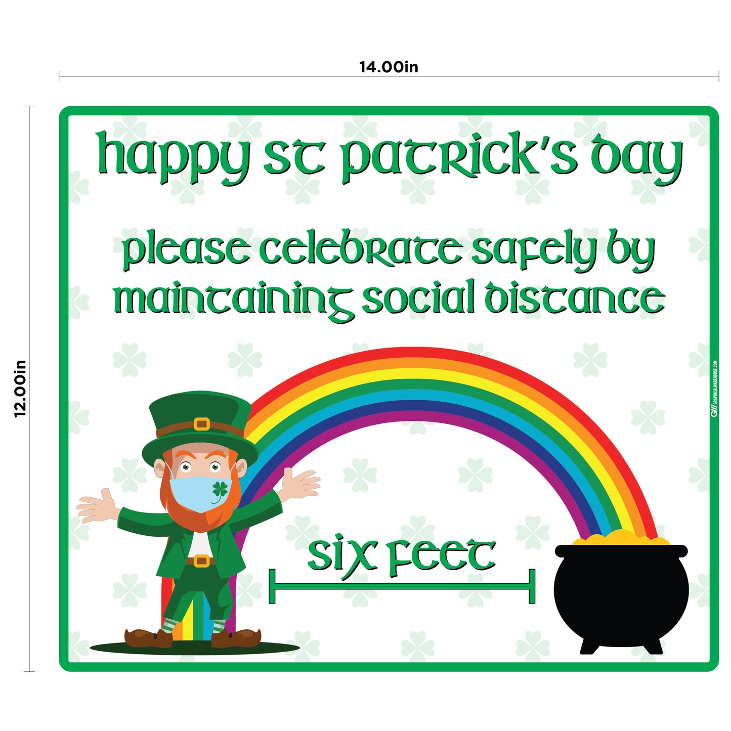 "St. Patrick's Day, Social Distancing" Adhesive Durable Vinyl Decal- Various Sizes Available