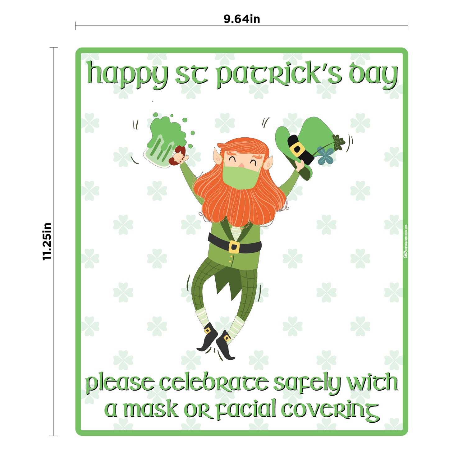"St. Patrick's Day, Wear a Mask" Adhesive Durable Vinyl Decal- Various Sizes Available