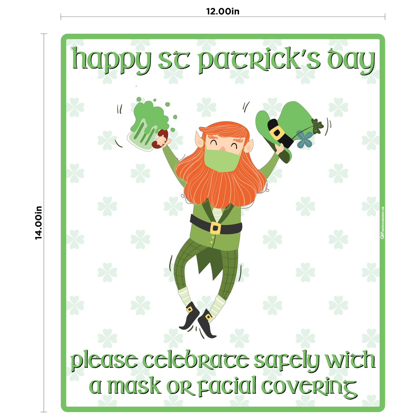 "St. Patrick's Day, Wear a Mask" Adhesive Durable Vinyl Decal- Various Sizes Available