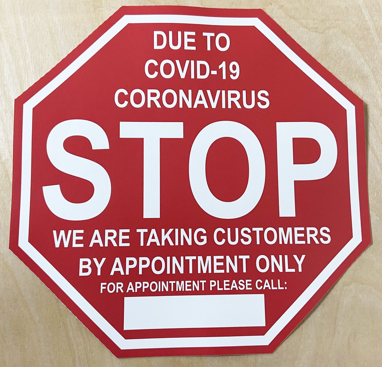 Stop Sign "Customers By Appointment Only" Adhesive Durable Vinyl Decal- Various Sizes Available