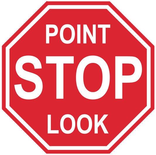 Stop Sign "Point Look" Durable Matte Laminated Vinyl Floor Sign- Various Sizes Available