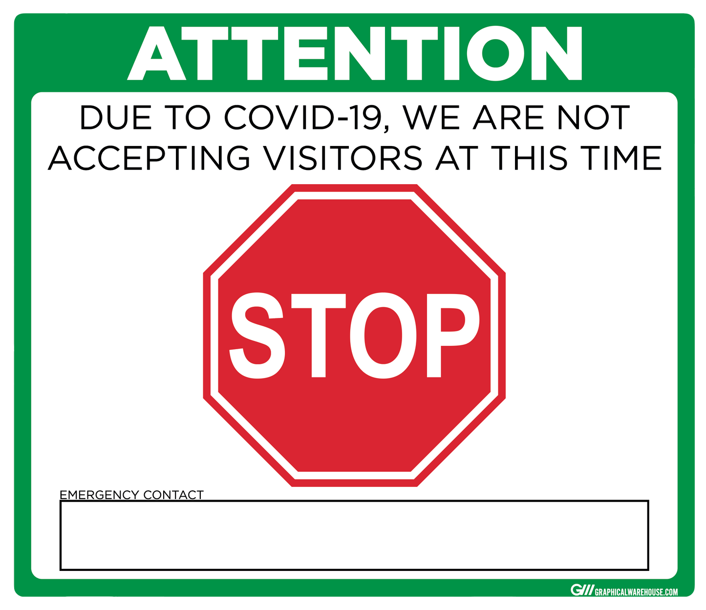 "Stop, Not Accepting Visitors" Adhesive Durable Vinyl Decal- Various Sizes/Colors Available