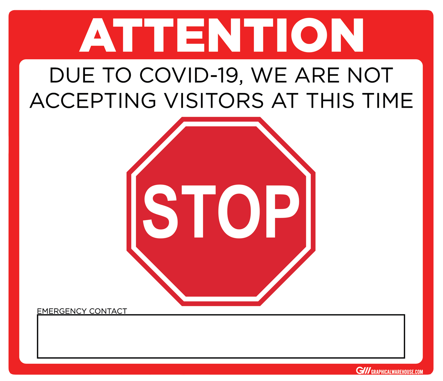 "Stop, Not Accepting Visitors" Adhesive Durable Vinyl Decal- Various Sizes/Colors Available