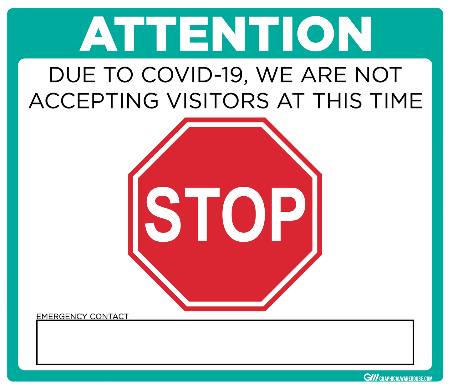 "Stop, Not Accepting Visitors" Adhesive Durable Vinyl Decal- Various Sizes/Colors Available