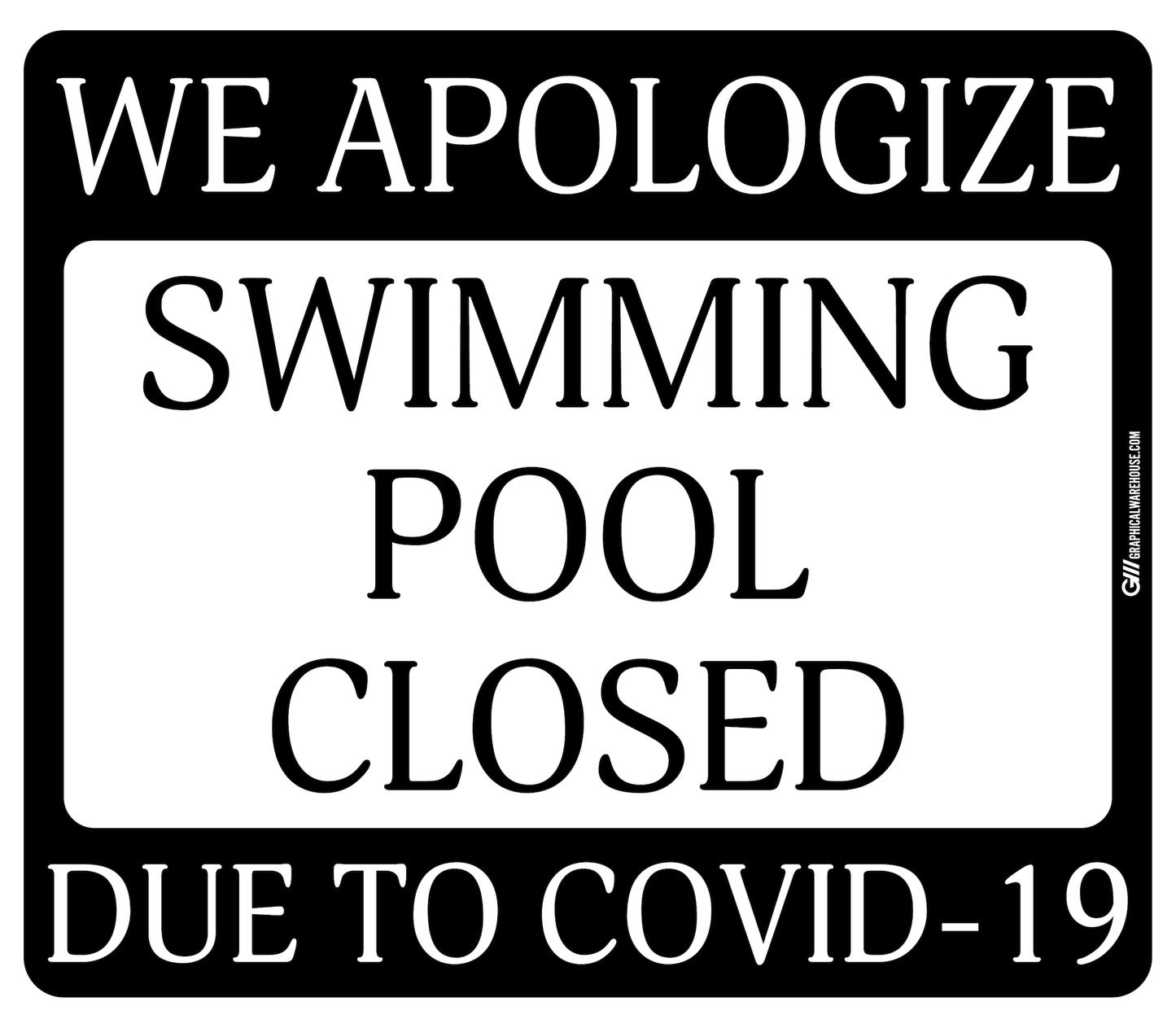 "Swimming Pool Closed Due to COVID-19" Adhesive Durable Vinyl Decal- Various Sizes/Colors Available