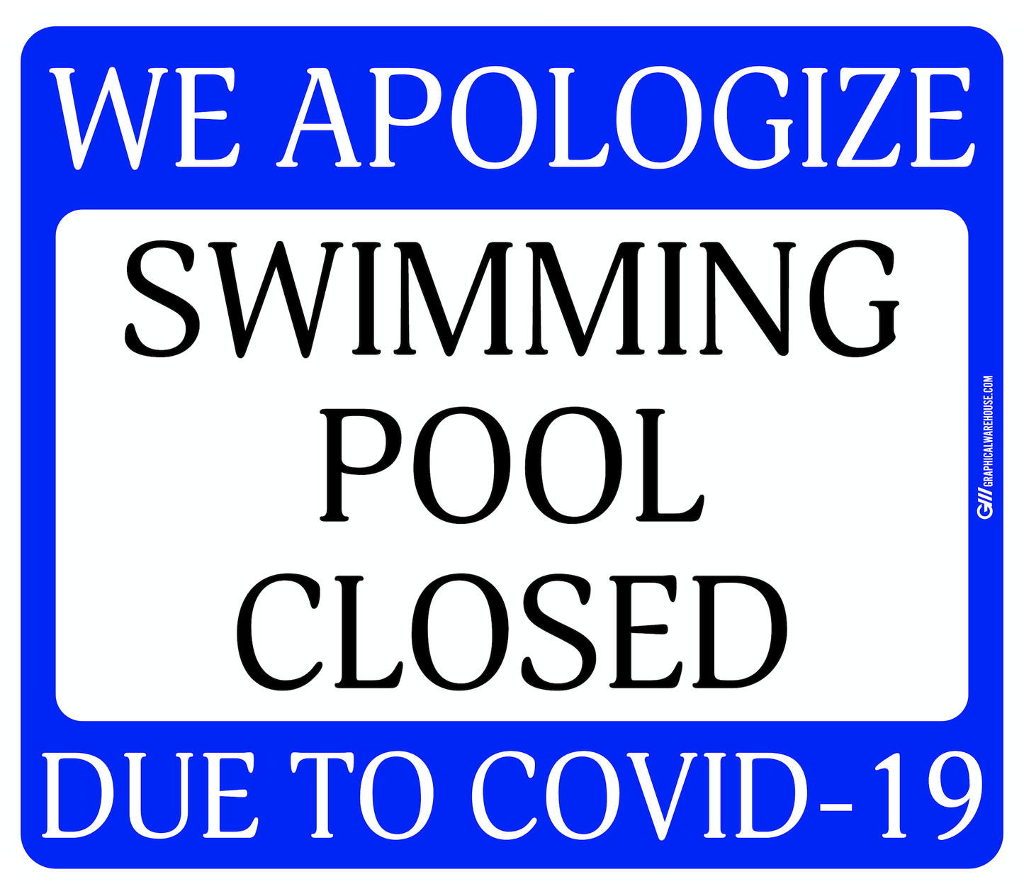 "Swimming Pool Closed Due to COVID-19" Adhesive Durable Vinyl Decal- Various Sizes/Colors Available