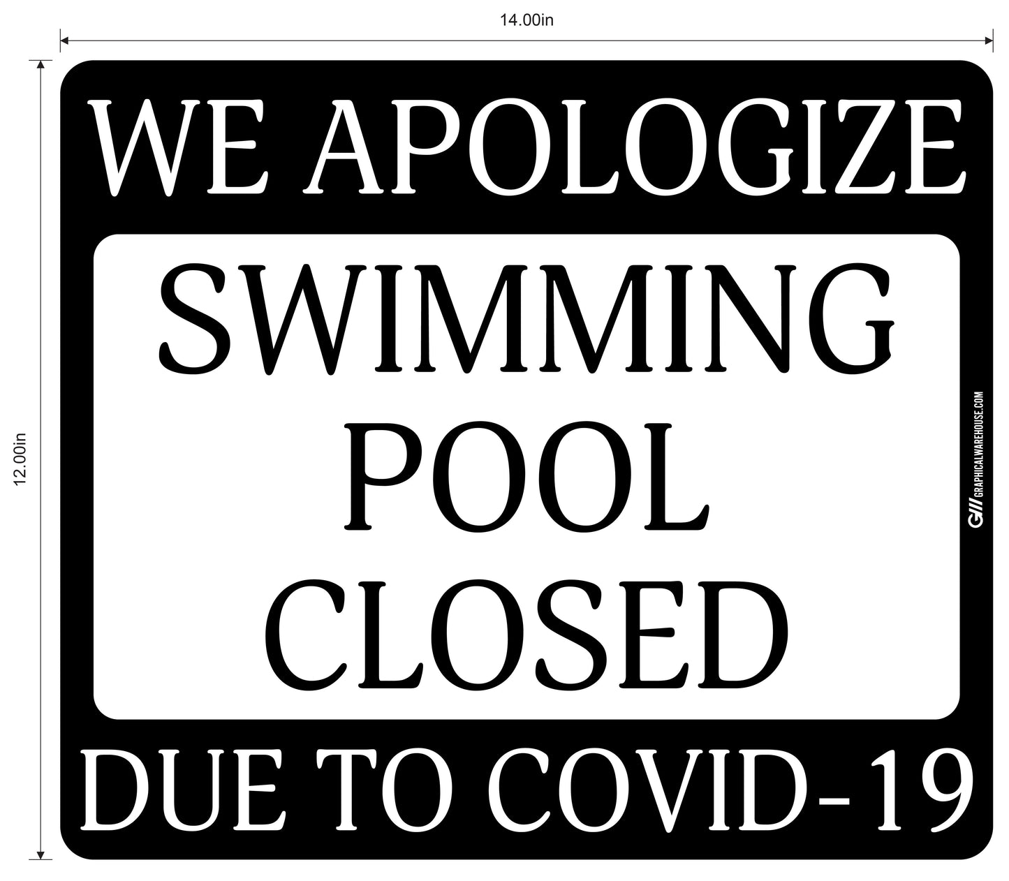"Swimming Pool Closed Due to COVID-19" Adhesive Durable Vinyl Decal- Various Sizes/Colors Available