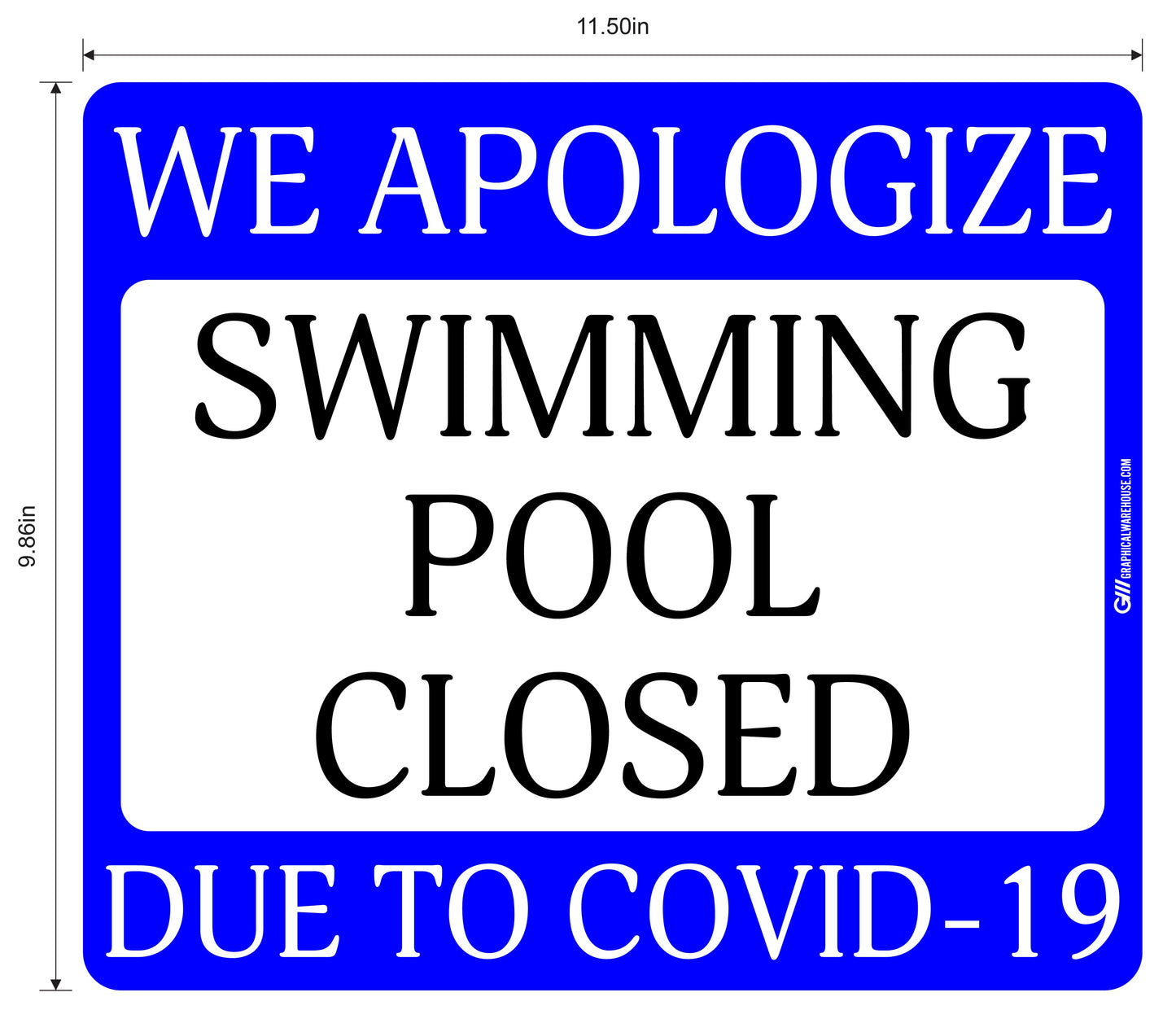 "Swimming Pool Closed Due to COVID-19" Adhesive Durable Vinyl Decal- Various Sizes/Colors Available