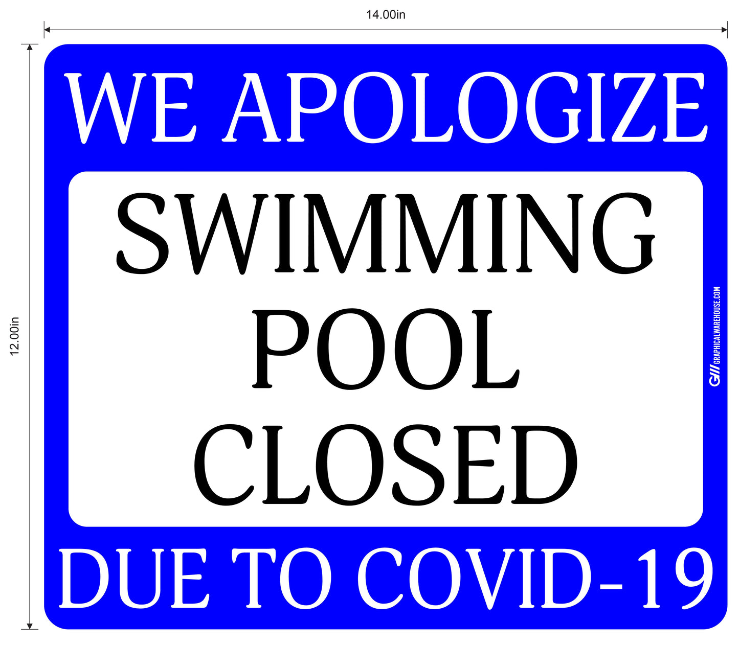"Swimming Pool Closed Due to COVID-19" Adhesive Durable Vinyl Decal- Various Sizes/Colors Available