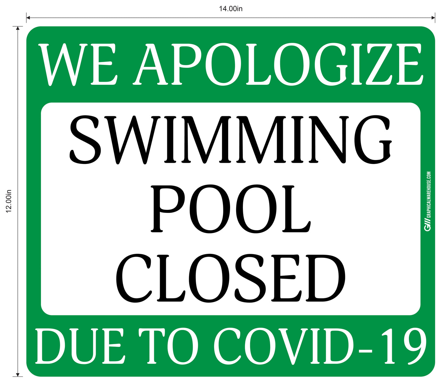 "Swimming Pool Closed Due to COVID-19" Adhesive Durable Vinyl Decal- Various Sizes/Colors Available