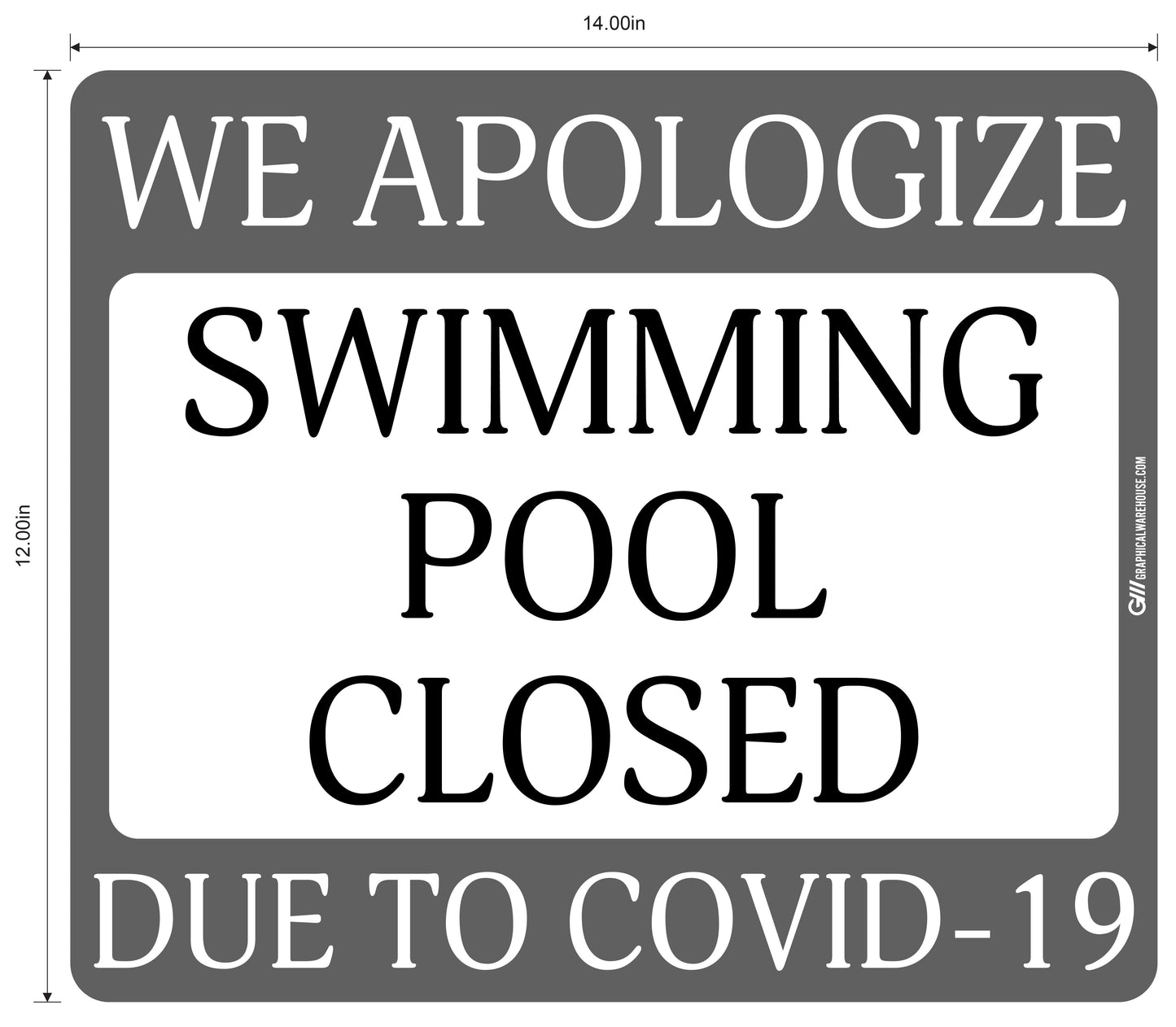 "Swimming Pool Closed Due to COVID-19" Adhesive Durable Vinyl Decal- Various Sizes/Colors Available