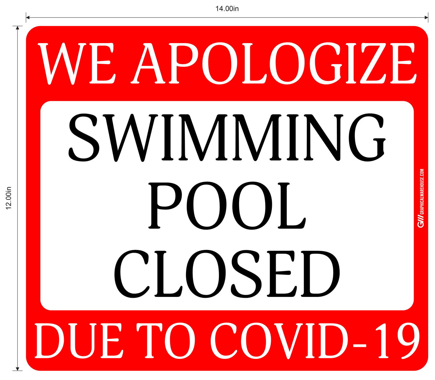 "Swimming Pool Closed Due to COVID-19" Adhesive Durable Vinyl Decal- Various Sizes/Colors Available