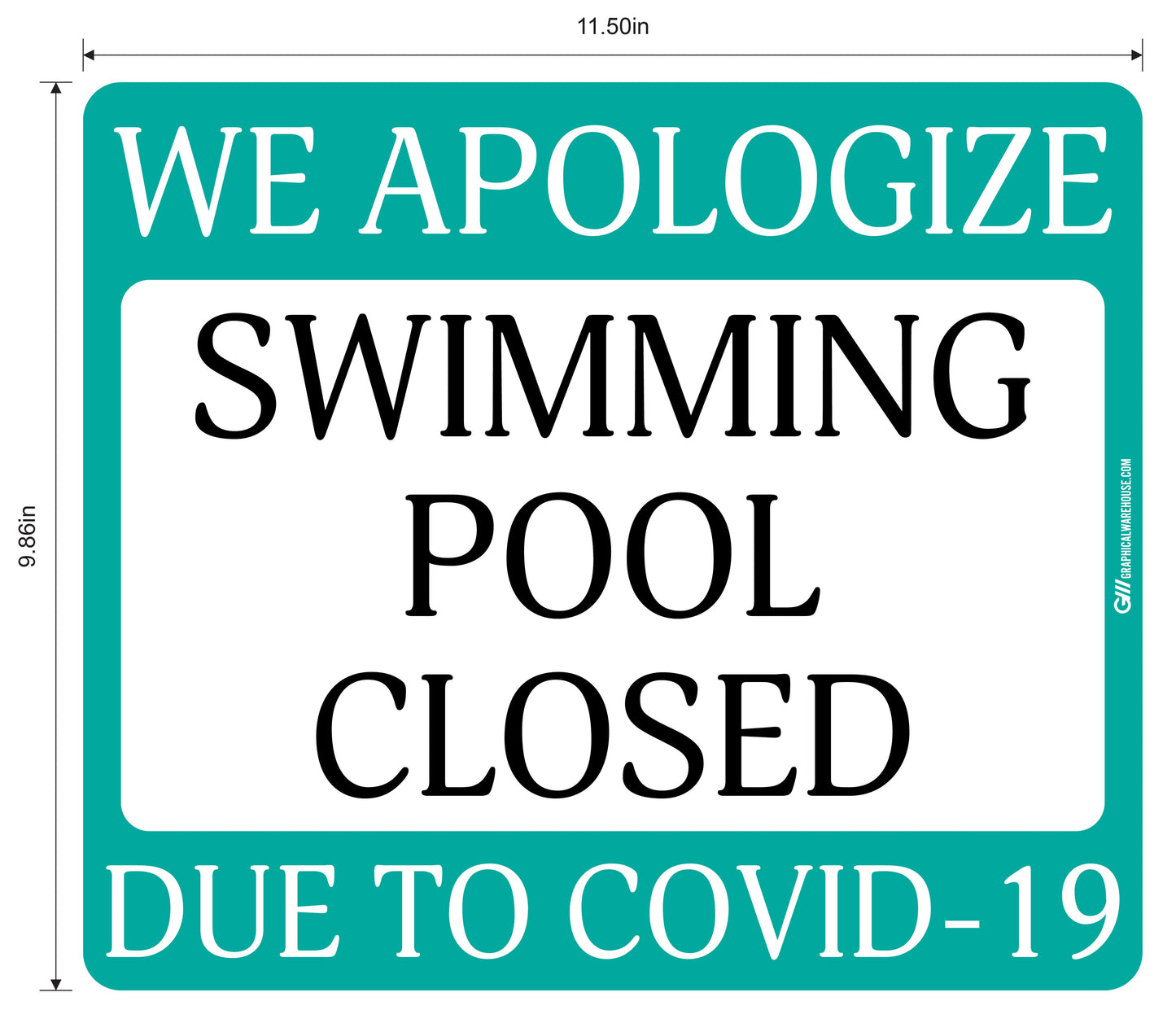 "Swimming Pool Closed Due to COVID-19" Adhesive Durable Vinyl Decal- Various Sizes/Colors Available