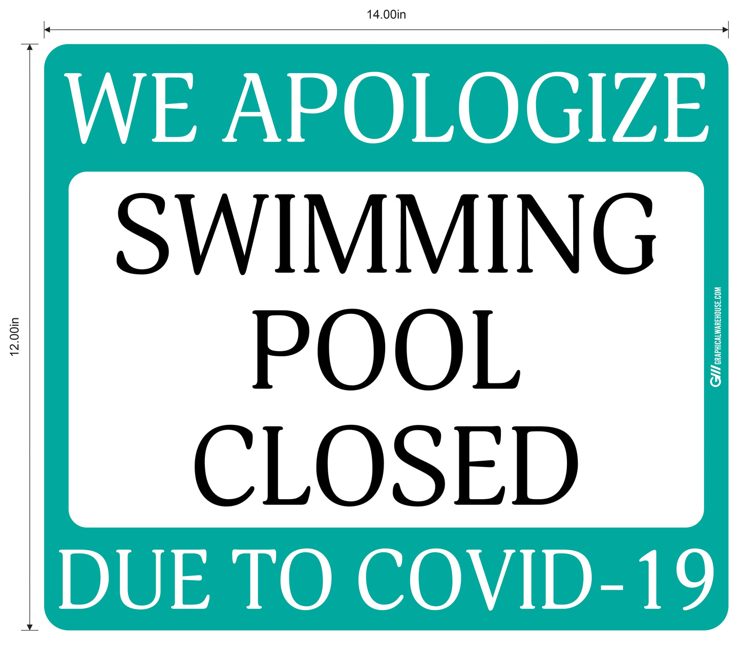 "Swimming Pool Closed Due to COVID-19" Adhesive Durable Vinyl Decal- Various Sizes/Colors Available