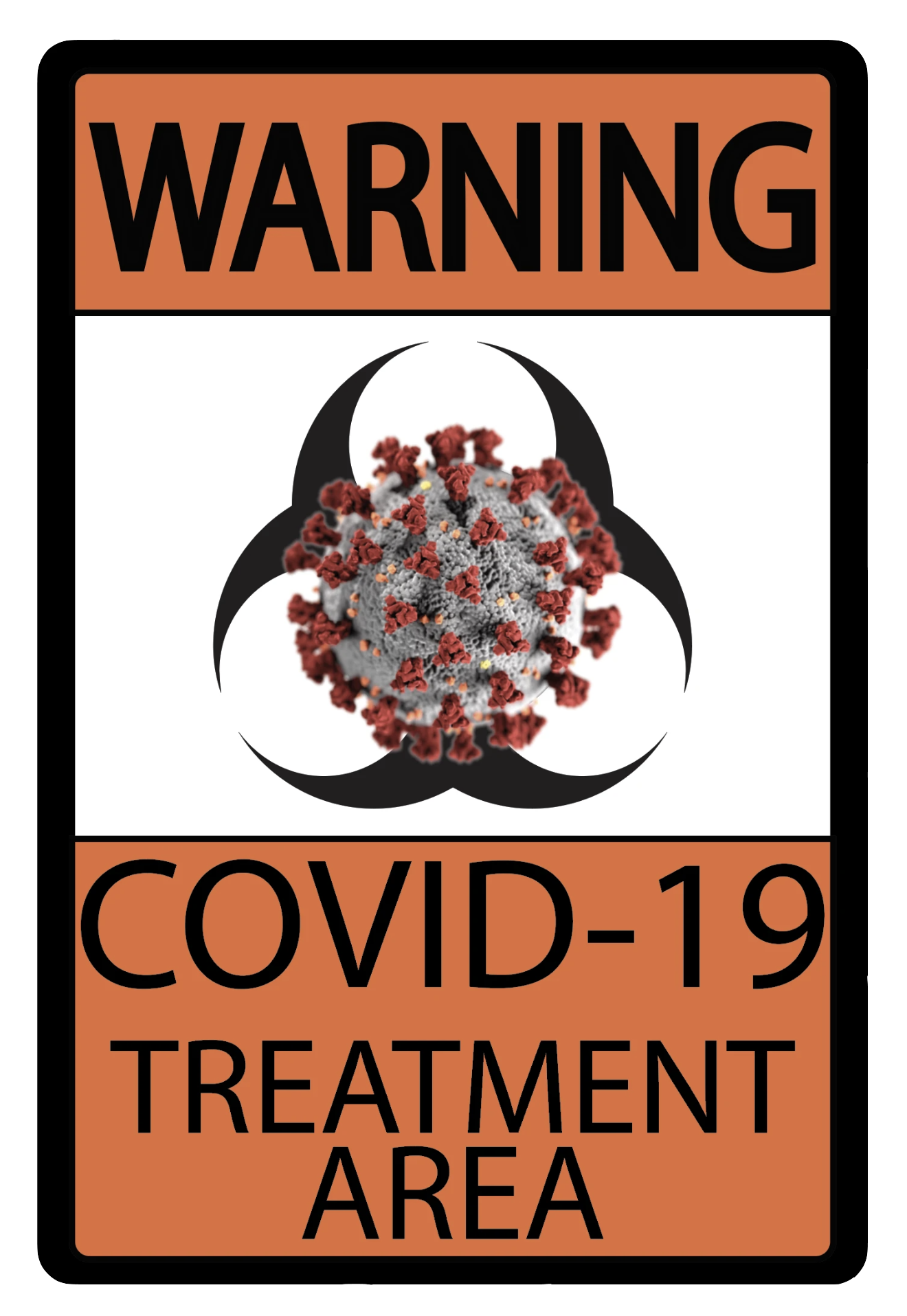 "Warning, COVID-19 Treatment Area" Durable Matte Laminated Vinyl Floor Sign- Various Colors/Designs Available 12x18"