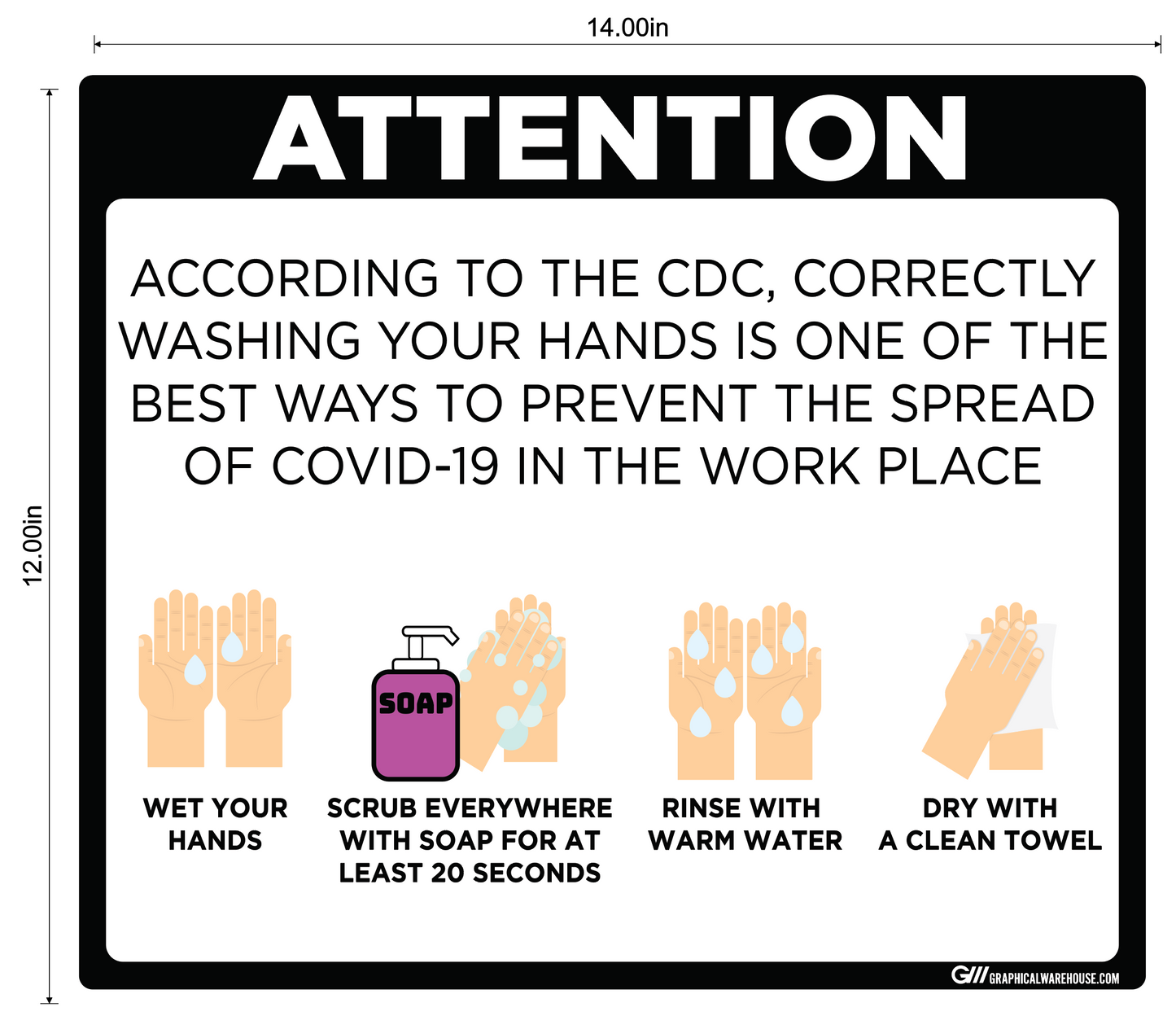 "Wash Your Hands" Adhesive Durable Vinyl Decal- Various Sizes/Colors Available