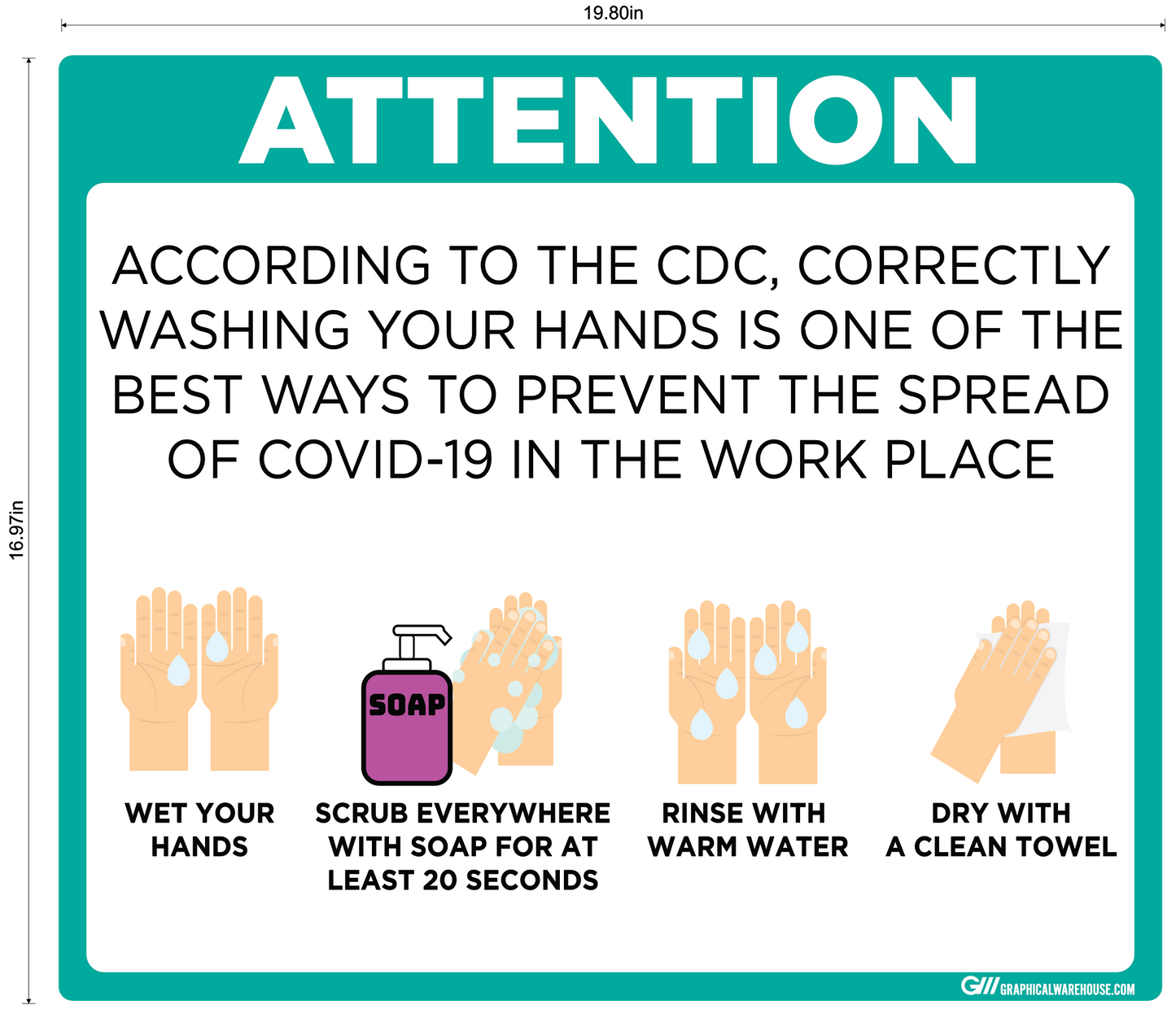 "Wash Your Hands" Adhesive Durable Vinyl Decal- Various Sizes/Colors Available