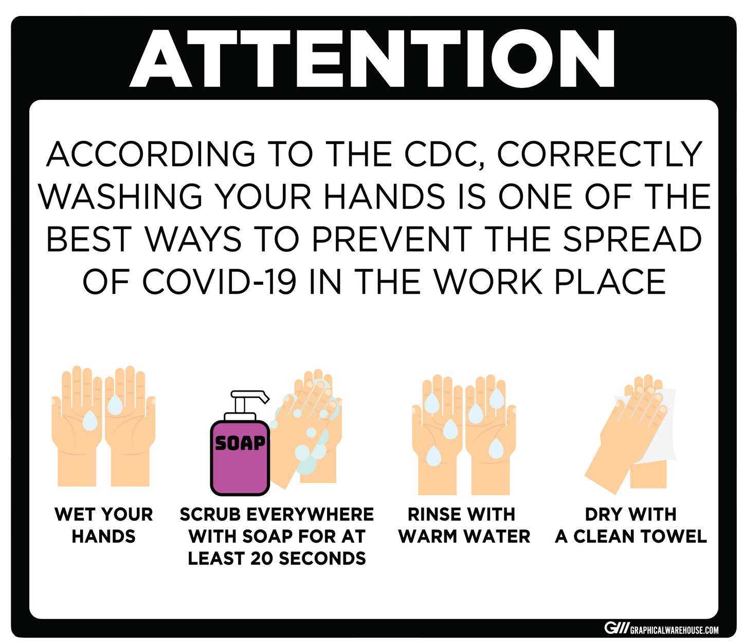 "Wash Your Hands" Adhesive Durable Vinyl Decal- Various Sizes/Colors Available