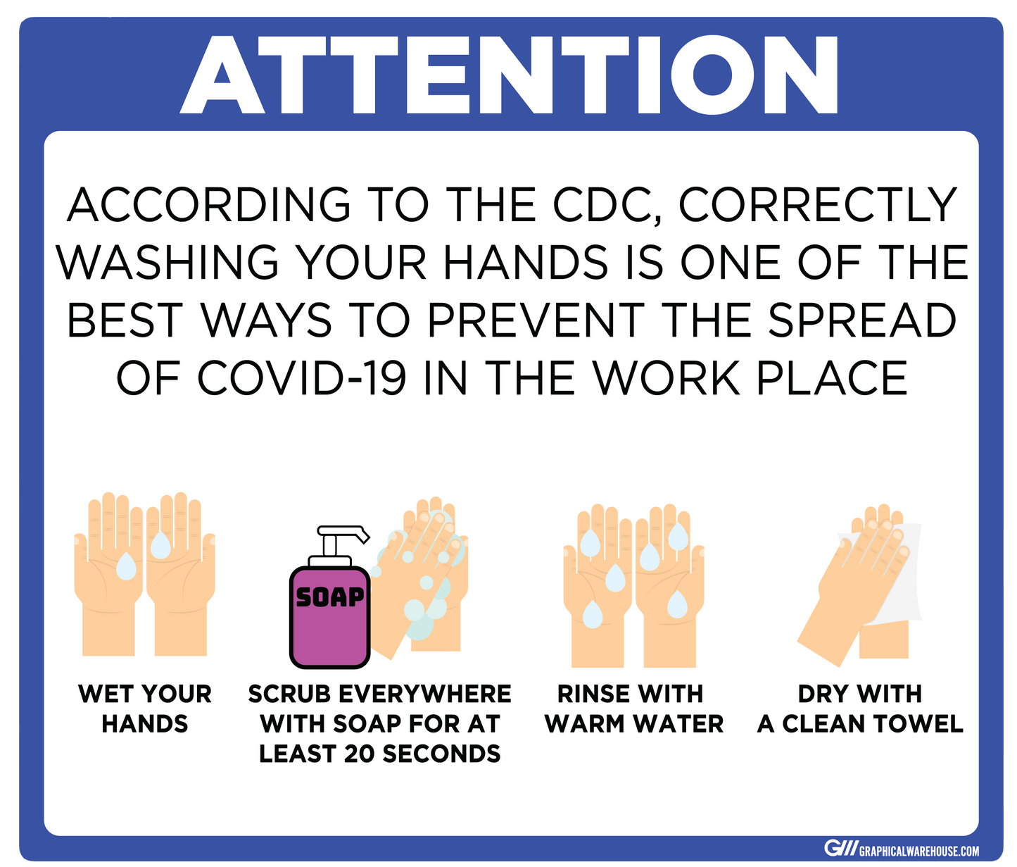 "Wash Your Hands" Adhesive Durable Vinyl Decal- Various Sizes/Colors Available