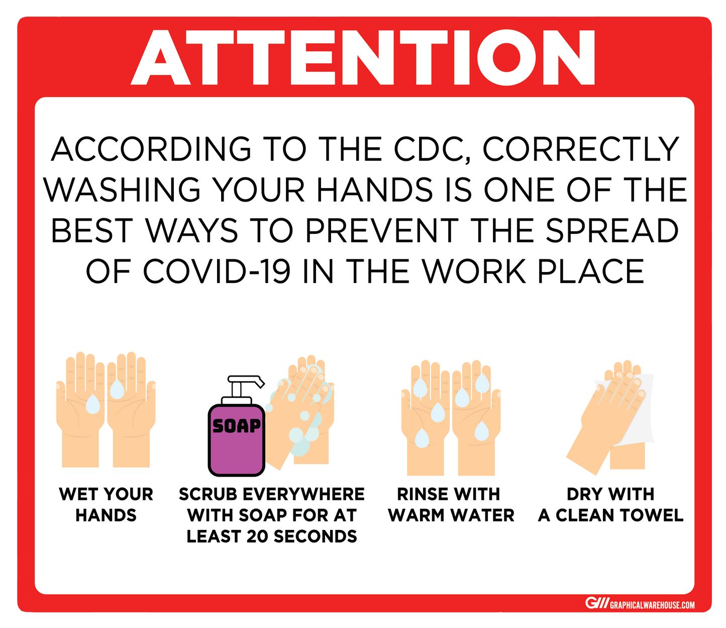 "Wash Your Hands" Adhesive Durable Vinyl Decal- Various Sizes/Colors Available