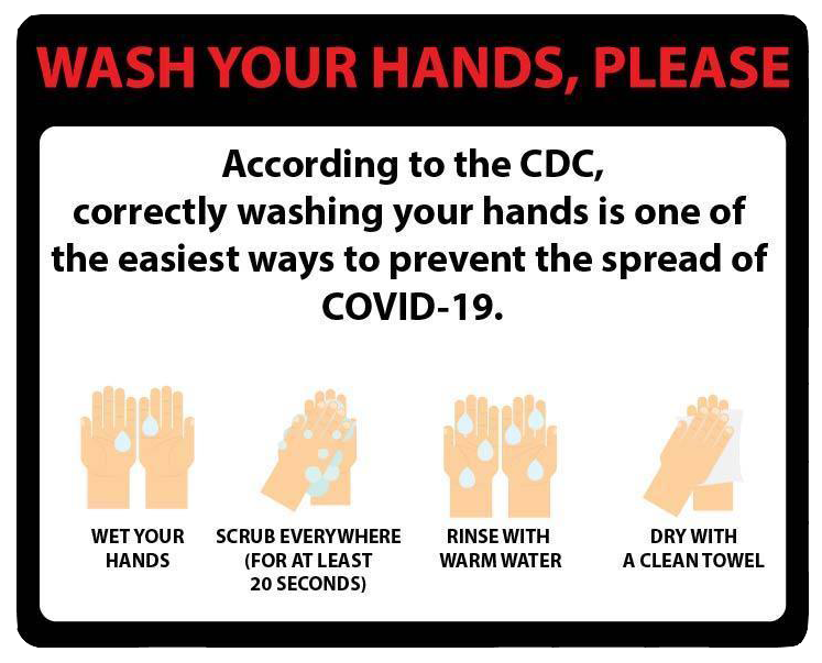 "Wash Your Hands" Guidelines, Adhesive Durable Vinyl Decal- 10x8"