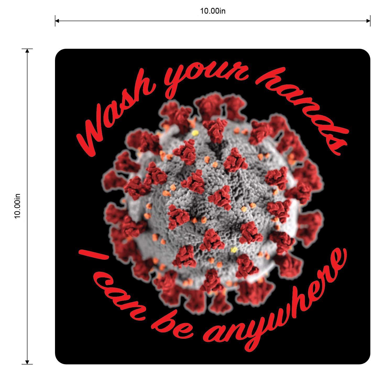 "Wash Your Hands" Adhesive Durable Vinyl Decal- 10x10"