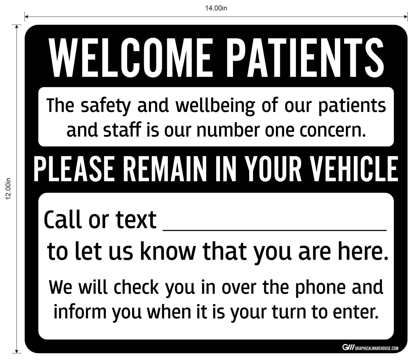 "Welcome Patients, Please Remain in Your Vehicle" Adhesive Durable Vinyl Decal- Various Sizes/Colors Available
