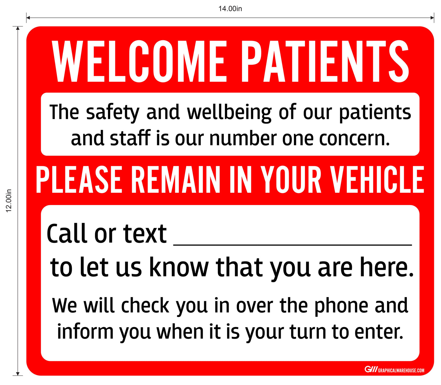"Welcome Patients, Please Remain in Your Vehicle" Adhesive Durable Vinyl Decal- Various Sizes/Colors Available