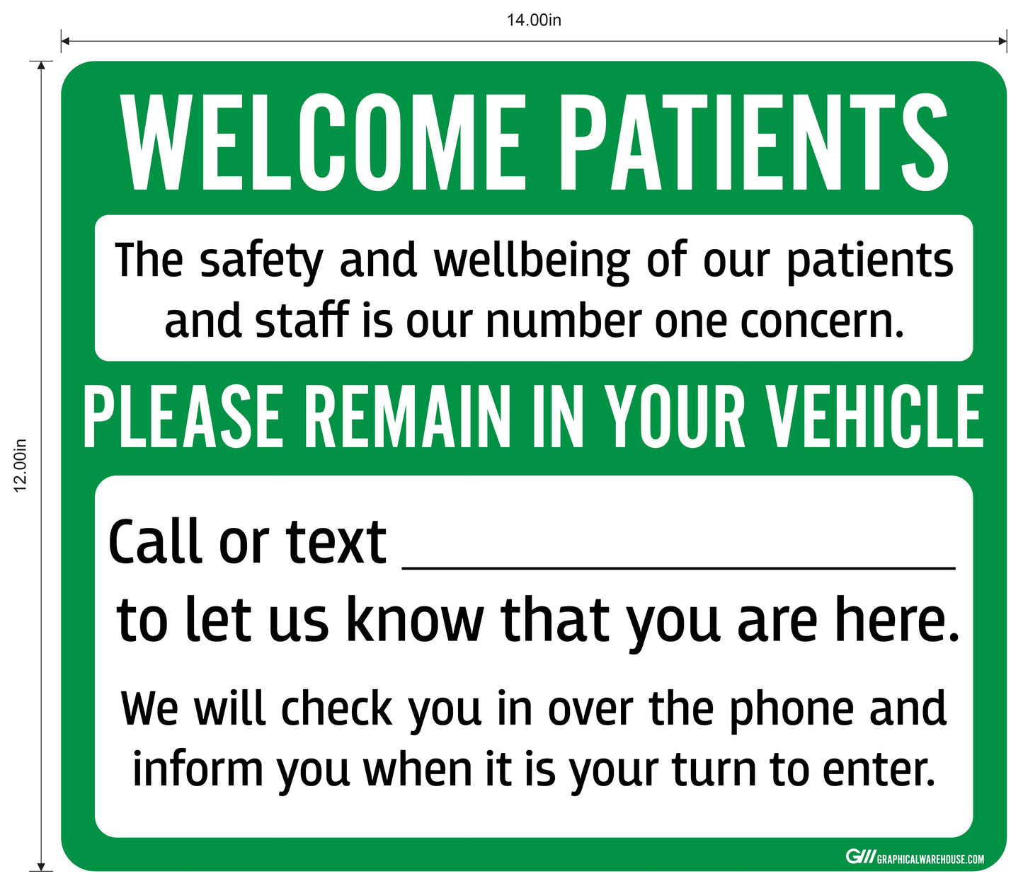 "Welcome Patients, Please Remain in Your Vehicle" Adhesive Durable Vinyl Decal- Various Sizes/Colors Available