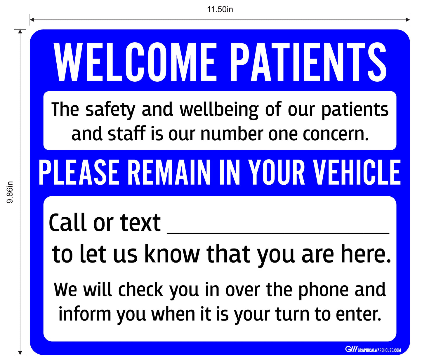 "Welcome Patients, Please Remain in Your Vehicle" Adhesive Durable Vinyl Decal- Various Sizes/Colors Available