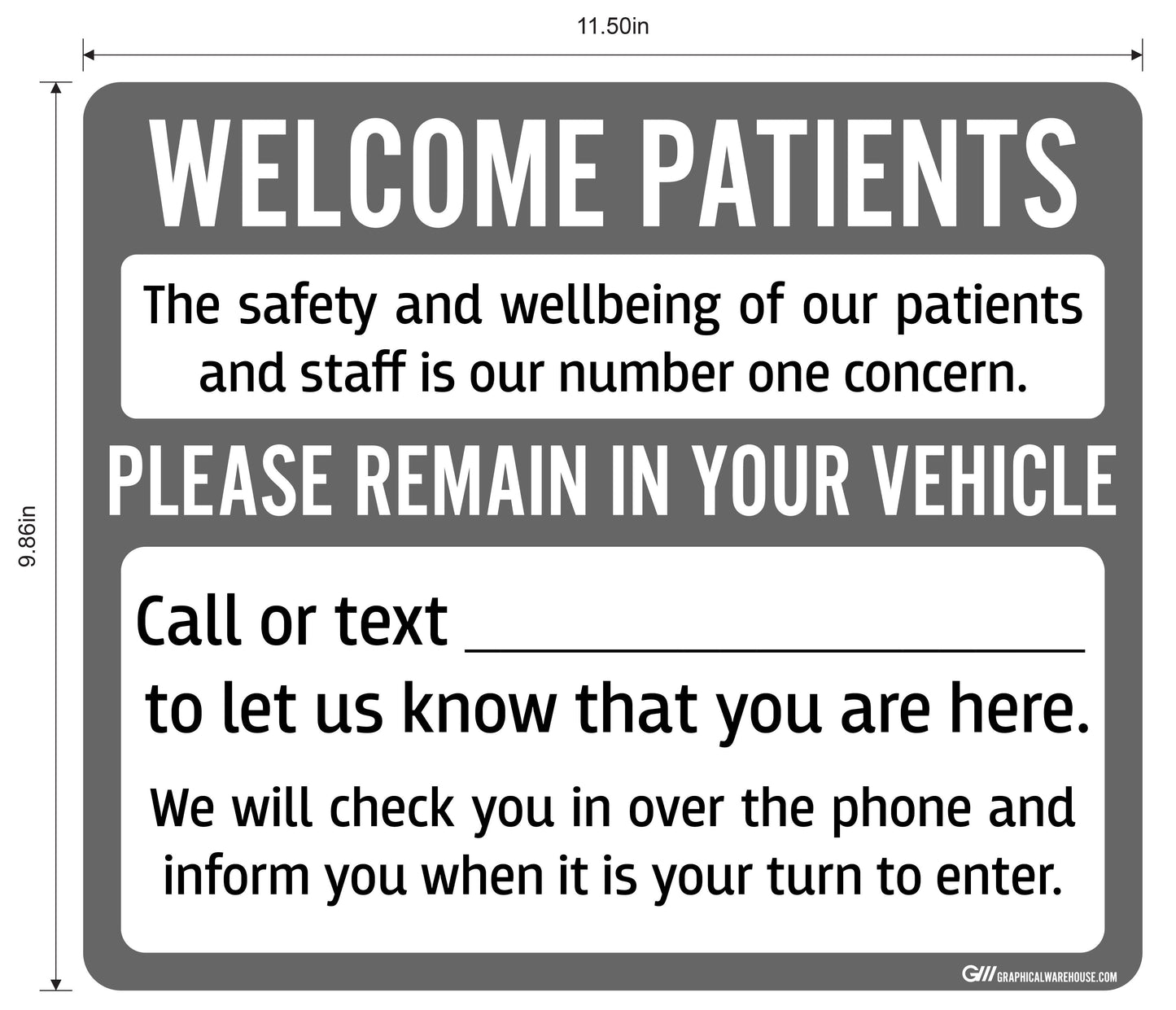 "Welcome Patients, Please Remain in Your Vehicle" Adhesive Durable Vinyl Decal- Various Sizes/Colors Available