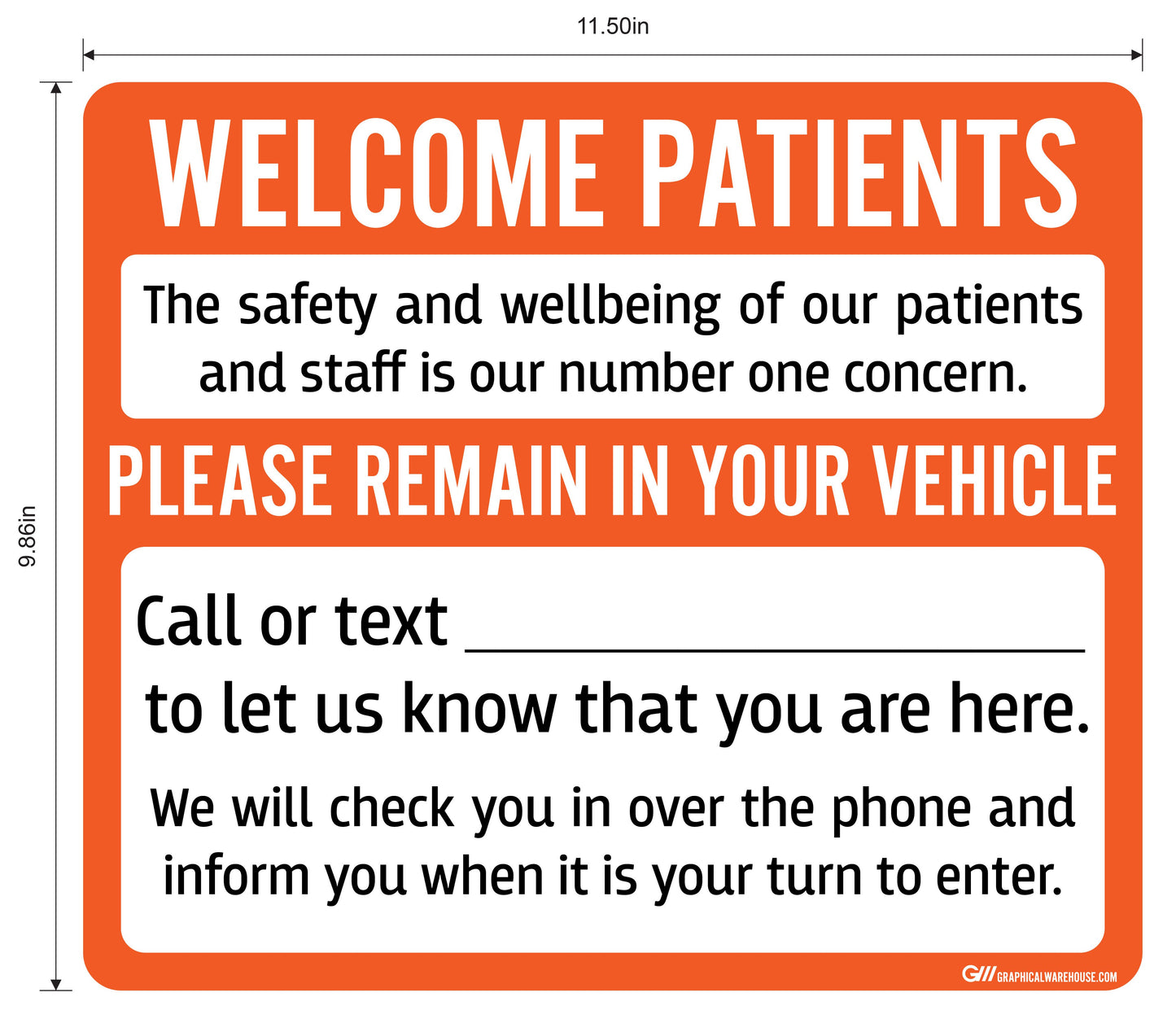 "Welcome Patients, Please Remain in Your Vehicle" Adhesive Durable Vinyl Decal- Various Sizes/Colors Available