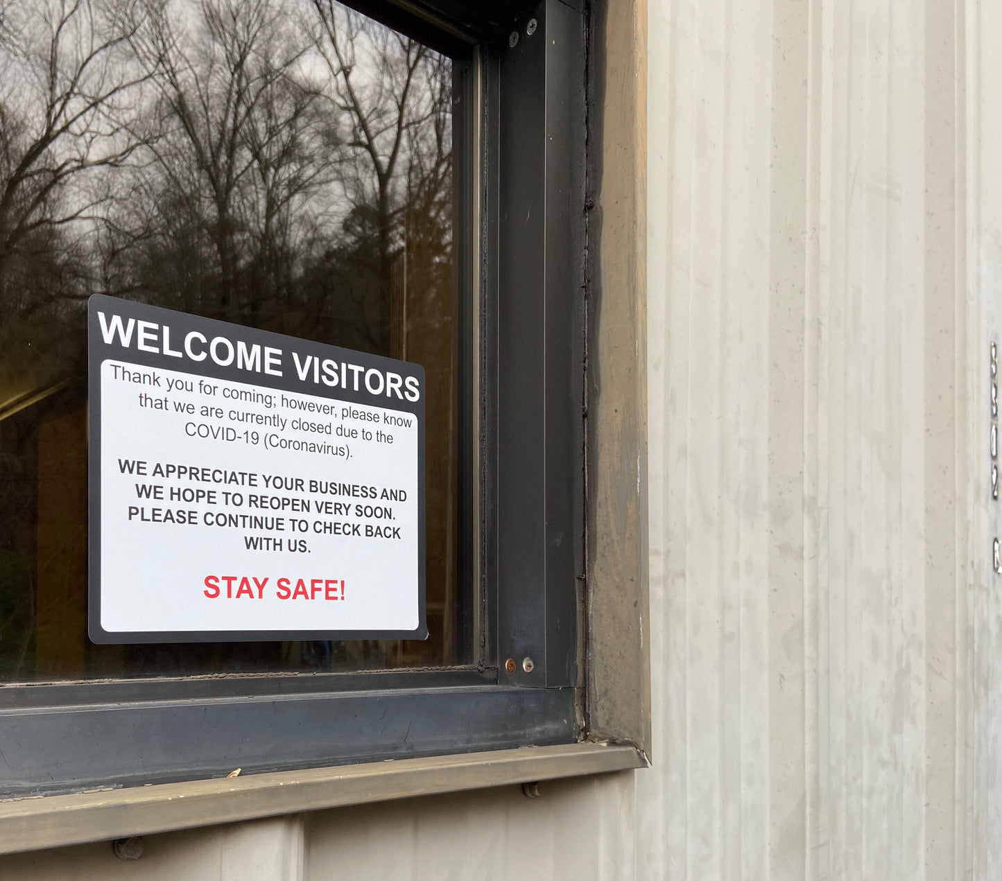 "Currently Closed, Stay Safe" Adhesive Durable Vinyl Decal- Various Sizes Available