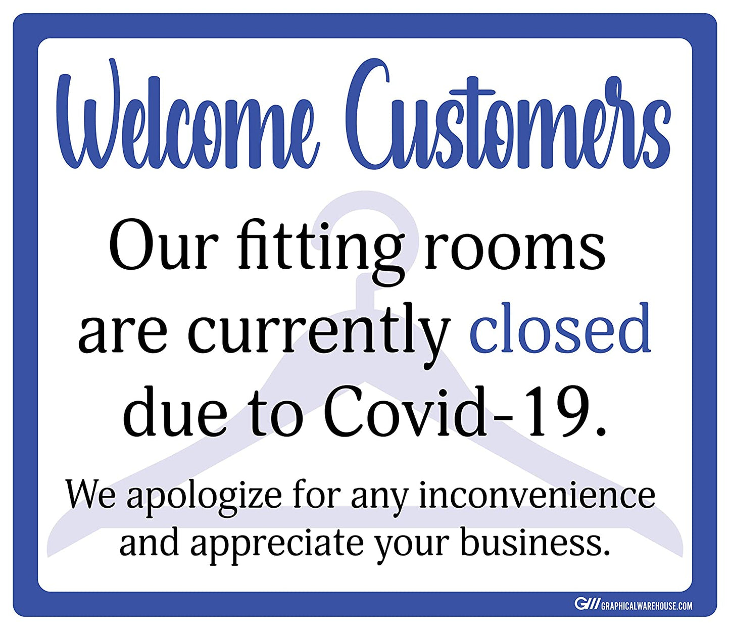 "Fitting Rooms Closed" Adhesive Durable Vinyl Decal- Various Sizes/Colors Available