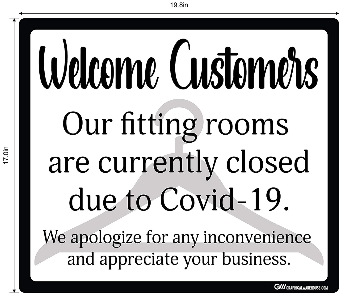 "Fitting Rooms Closed" Adhesive Durable Vinyl Decal- Various Sizes/Colors Available