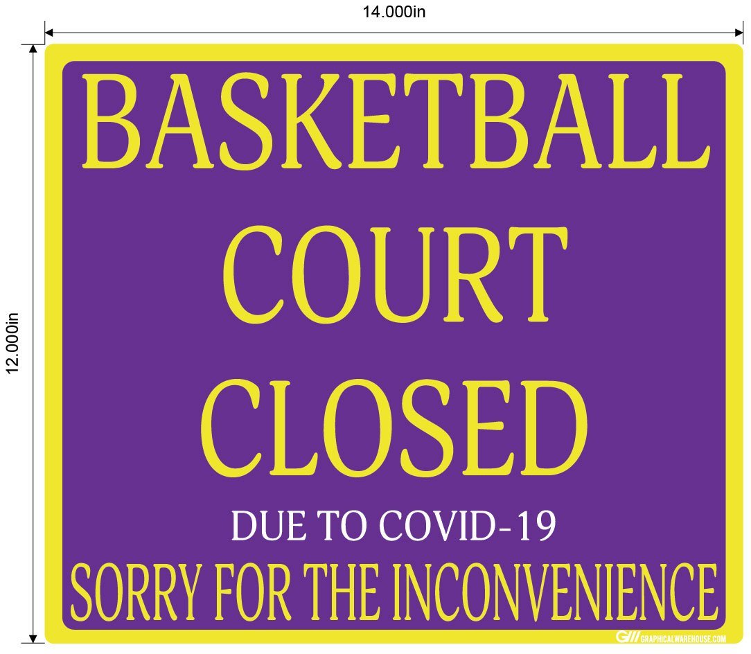 "Basketball Court Closed" Adhesive Durable Vinyl Decal- Various Sizes Available
