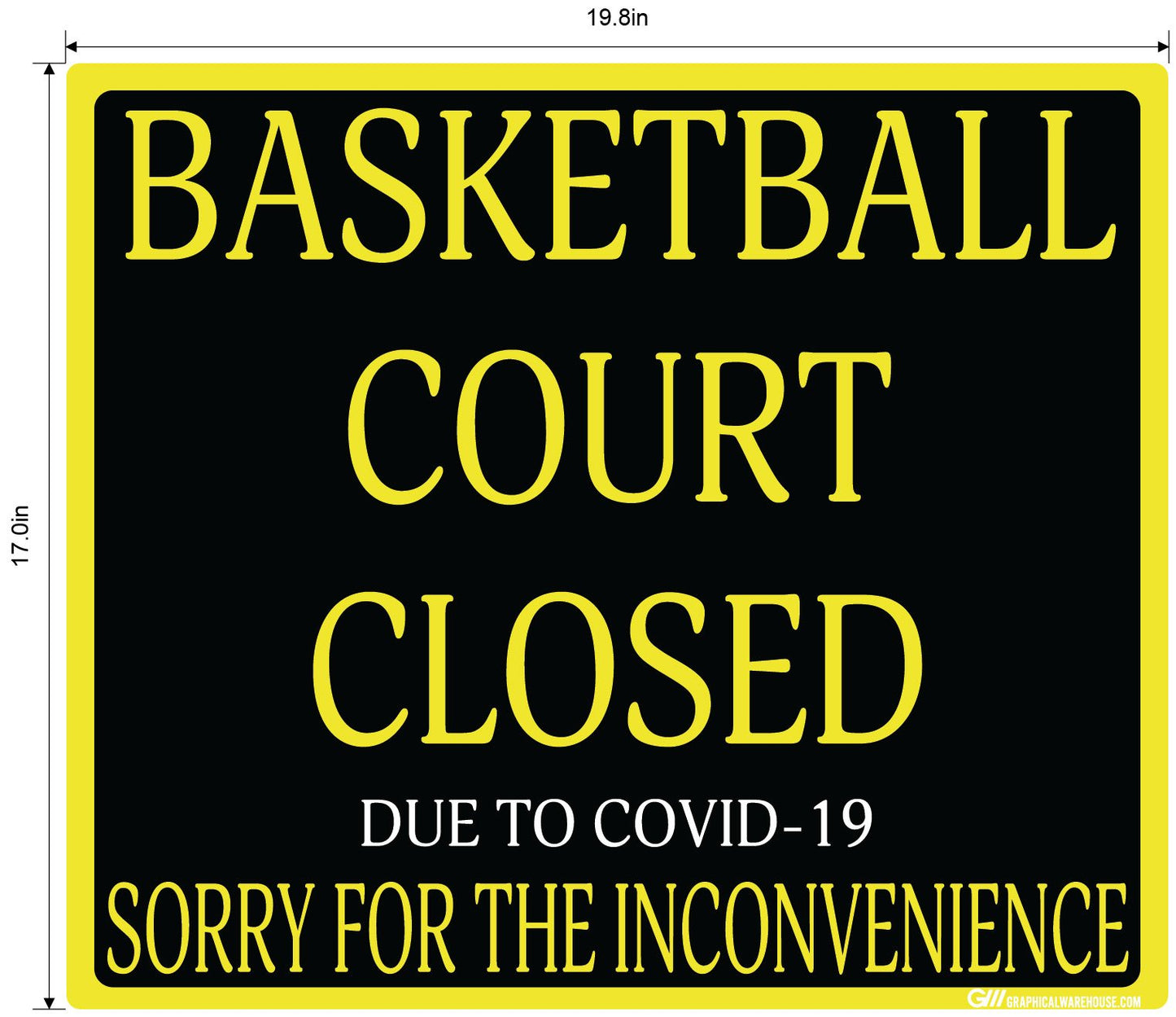 "Basketball Court Closed" Adhesive Durable Vinyl Decal- Various Sizes Available