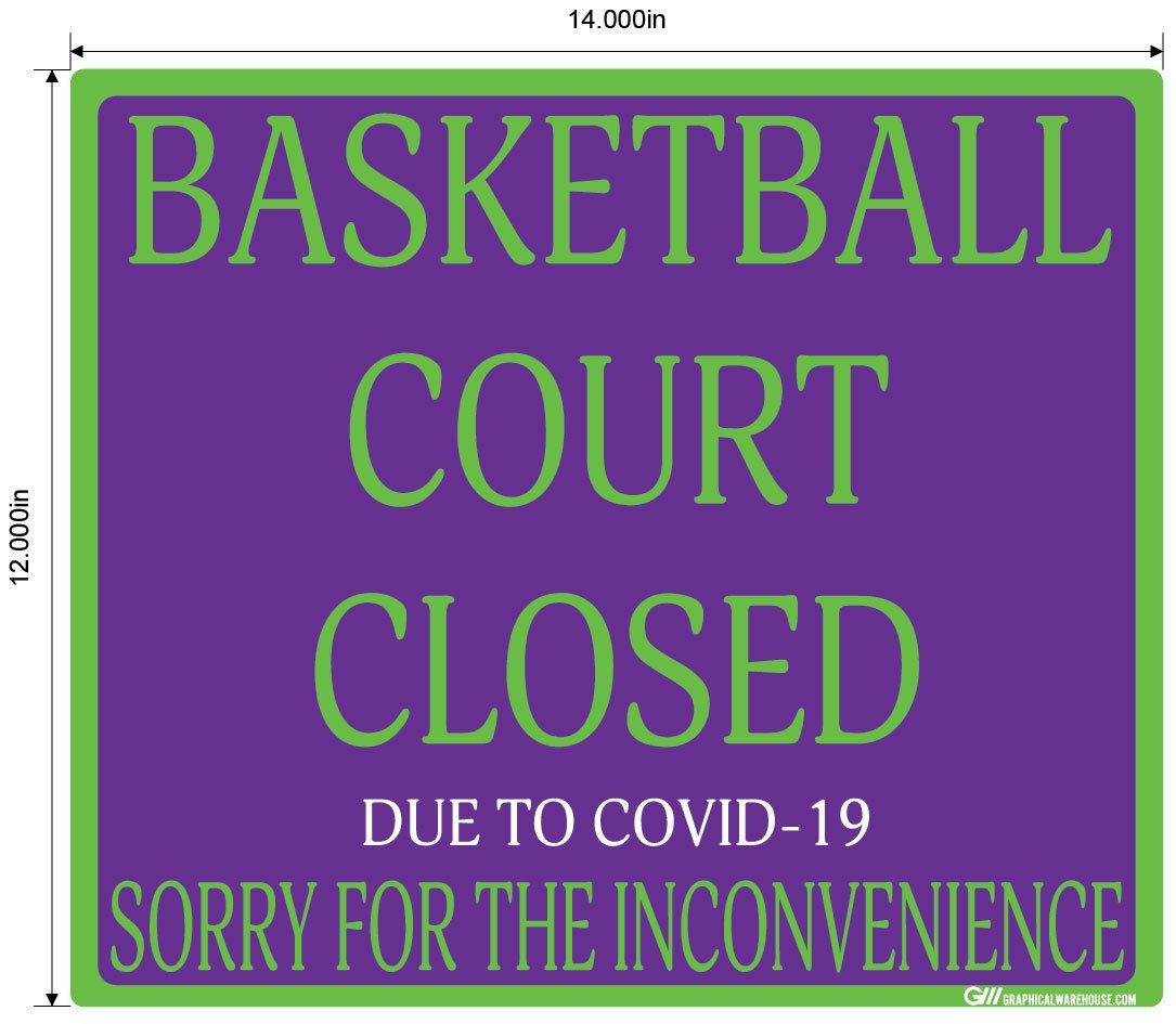 "Basketball Court Closed" Adhesive Durable Vinyl Decal- Various Sizes Available