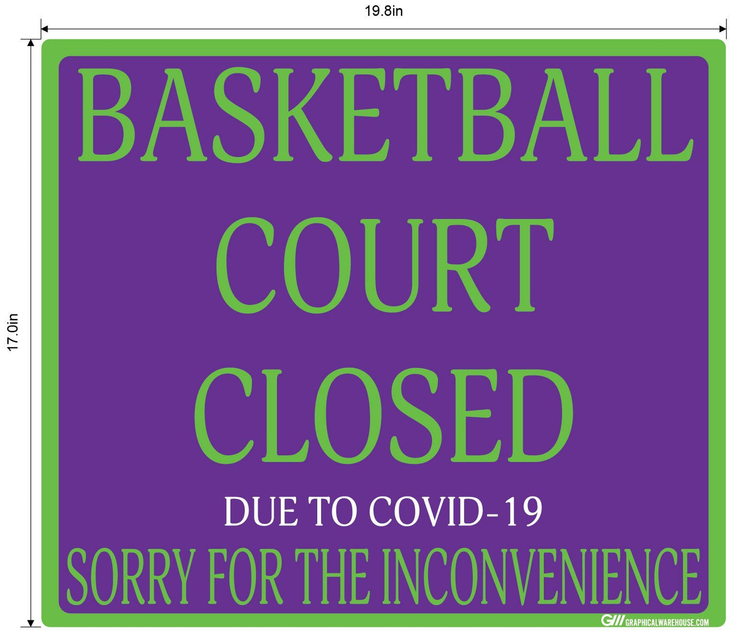 "Basketball Court Closed" Adhesive Durable Vinyl Decal- Various Sizes Available