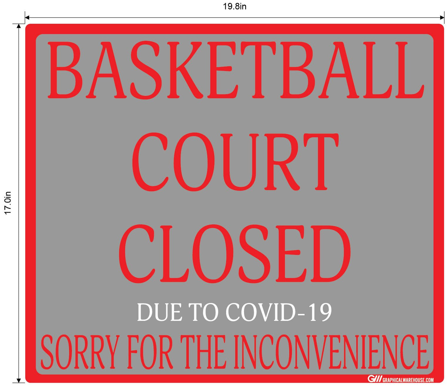 "Basketball Court Closed" Adhesive Durable Vinyl Decal- Various Sizes Available