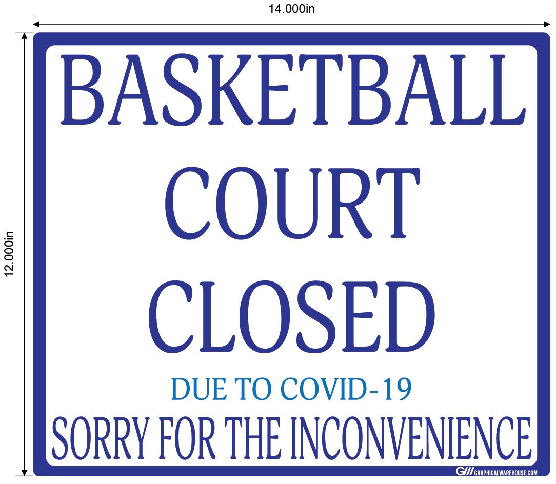 "Basketball Court Closed" Adhesive Durable Vinyl Decal- Various Sizes Available