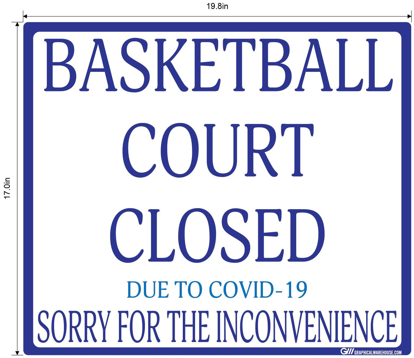 "Basketball Court Closed" Adhesive Durable Vinyl Decal- Various Sizes Available