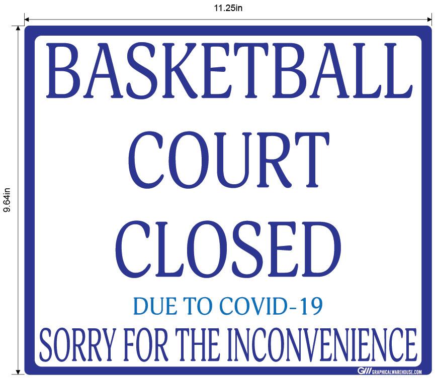 "Basketball Court Closed" Adhesive Durable Vinyl Decal- Various Sizes Available