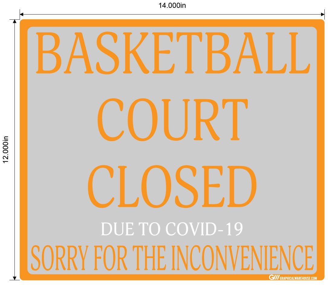 "Basketball Court Closed" Adhesive Durable Vinyl Decal- Various Sizes Available