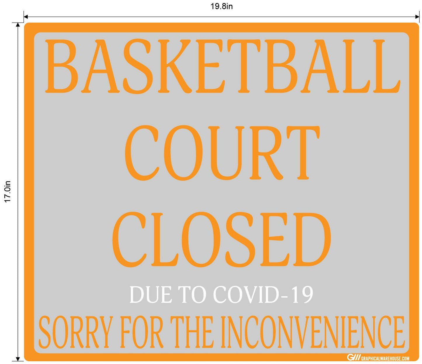 "Basketball Court Closed" Adhesive Durable Vinyl Decal- Various Sizes Available