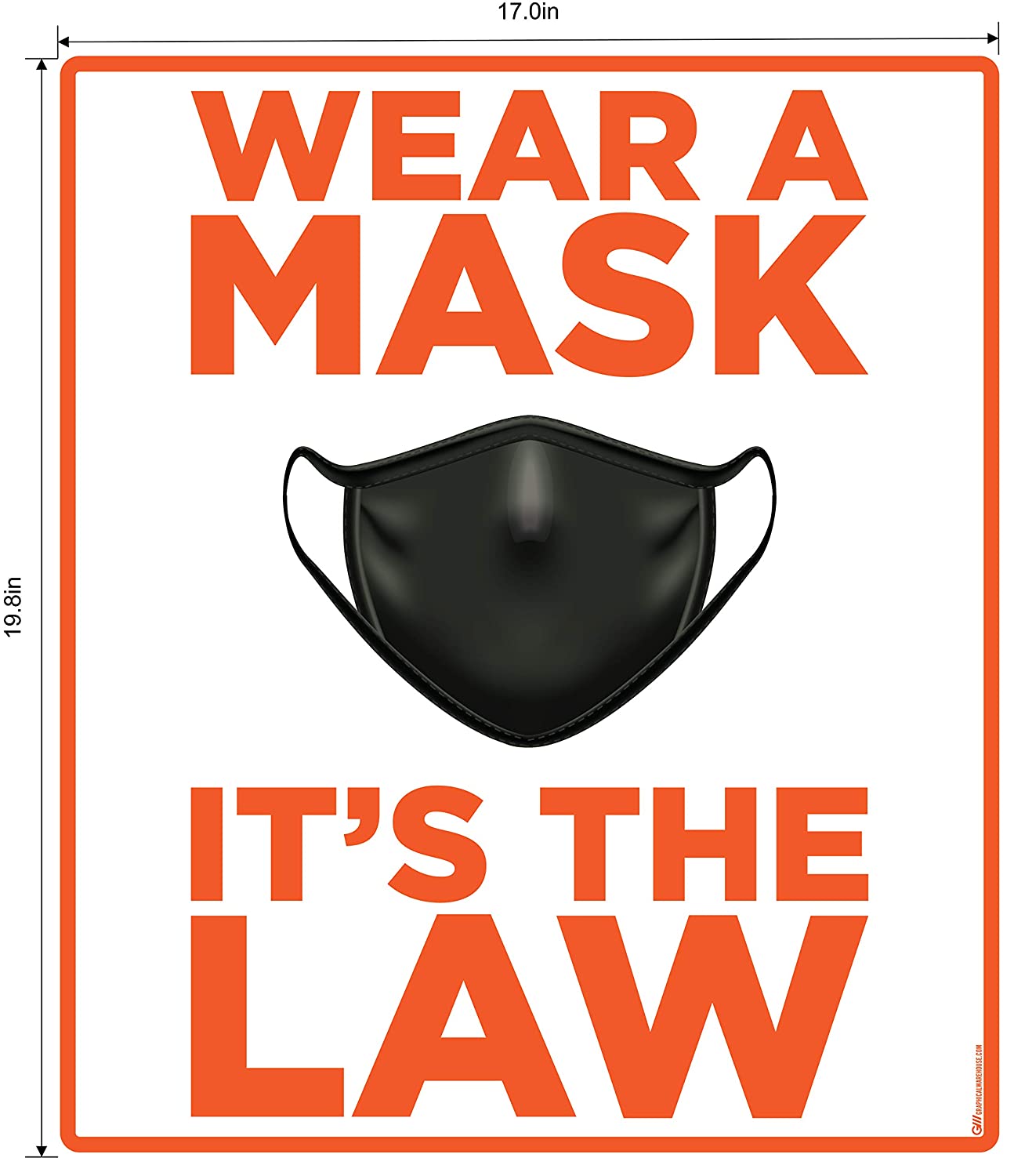 "Wear A Mask, It's the Law" Adhesive Durable Vinyl Decal- Various Sizes/Colors Available